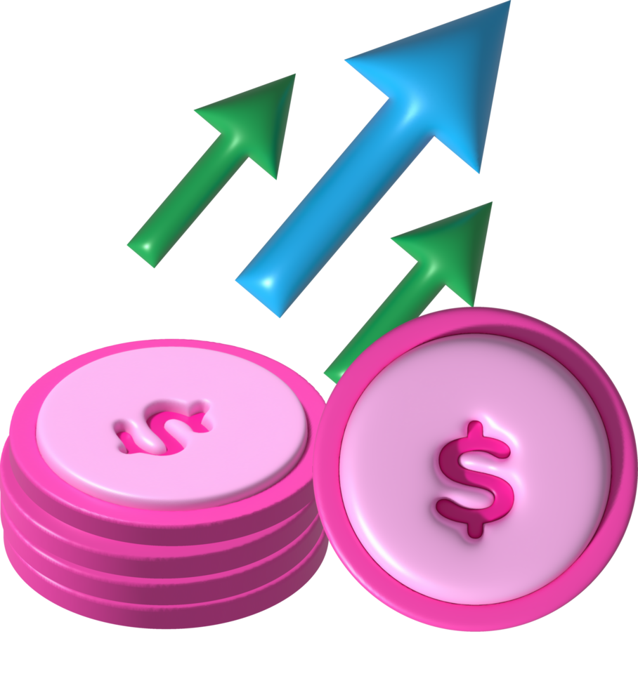 Financial data illustration 3D income and expenses png