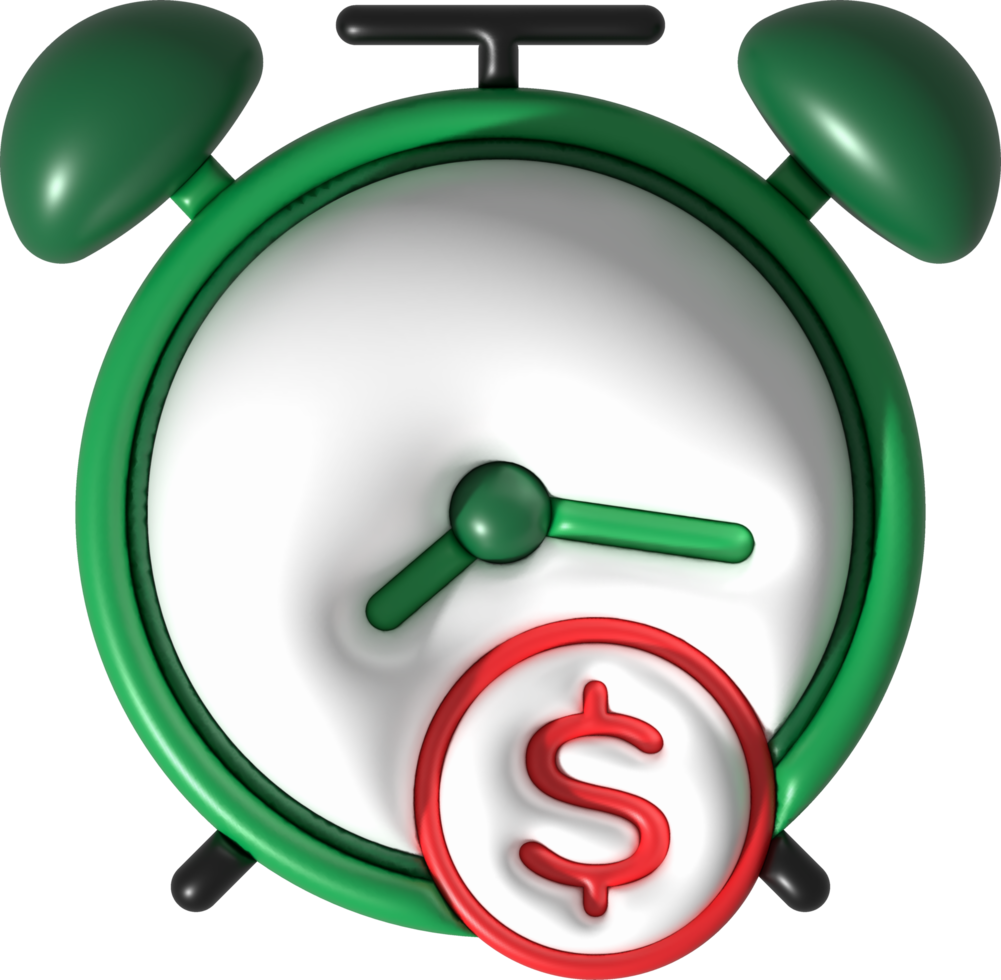 illustration 3D , clock reminds me of financial goals that need to be achieved. png