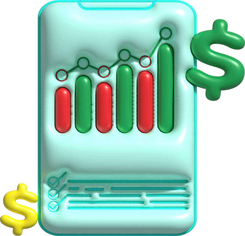 illustration 3D , planning, graphing, charting and setting business goals to be achieved. png