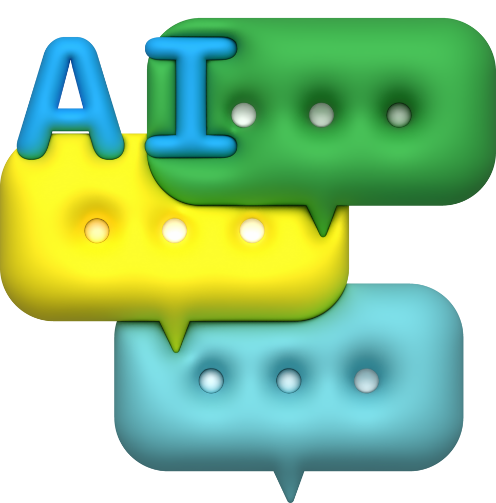 illustration 3D  chat symbol icon talking to AI robot png