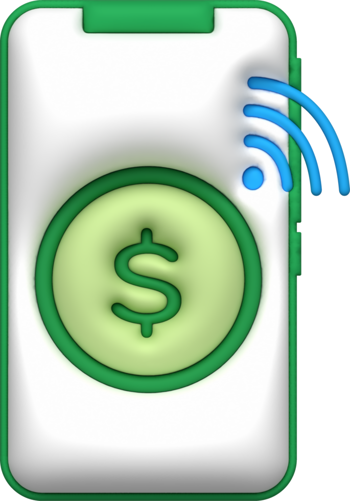 Illustration 3D symbolic icons about financial transactions anywhere via mobile channels. png