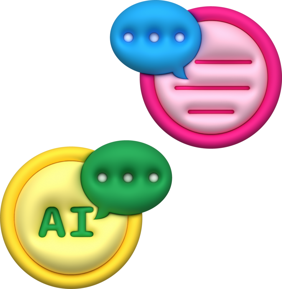 chat symbol icon talking to AI robot 3D illustration png