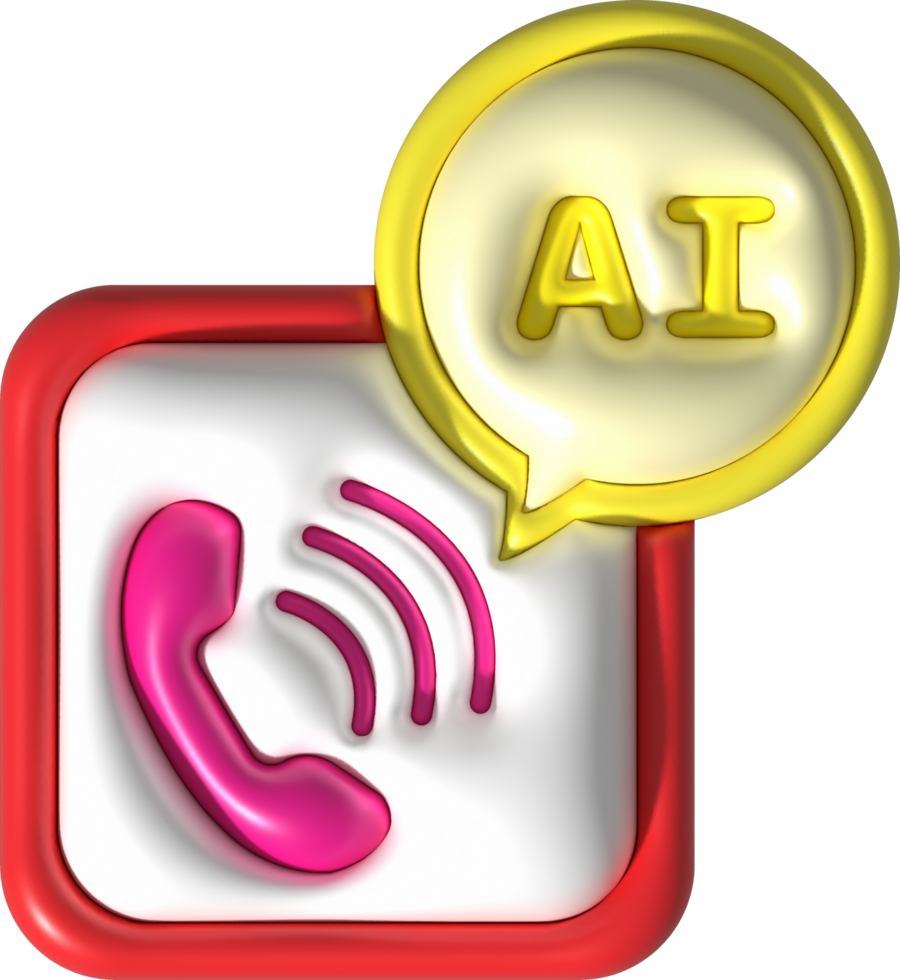 call symbol icon, talk to robot via telephone 3D illustration png