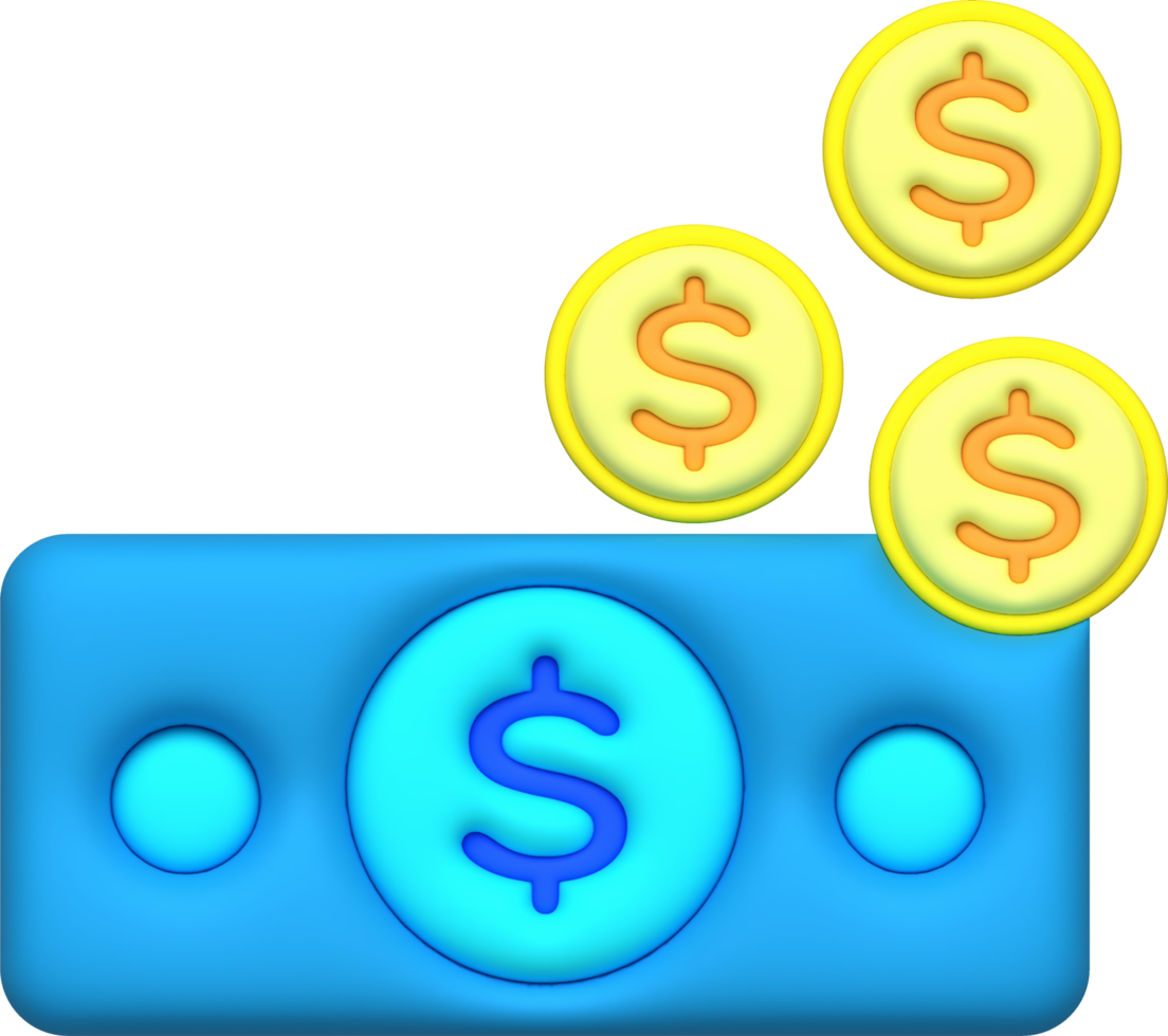 illustration 3D , symbol, icon, money, dollar coin png