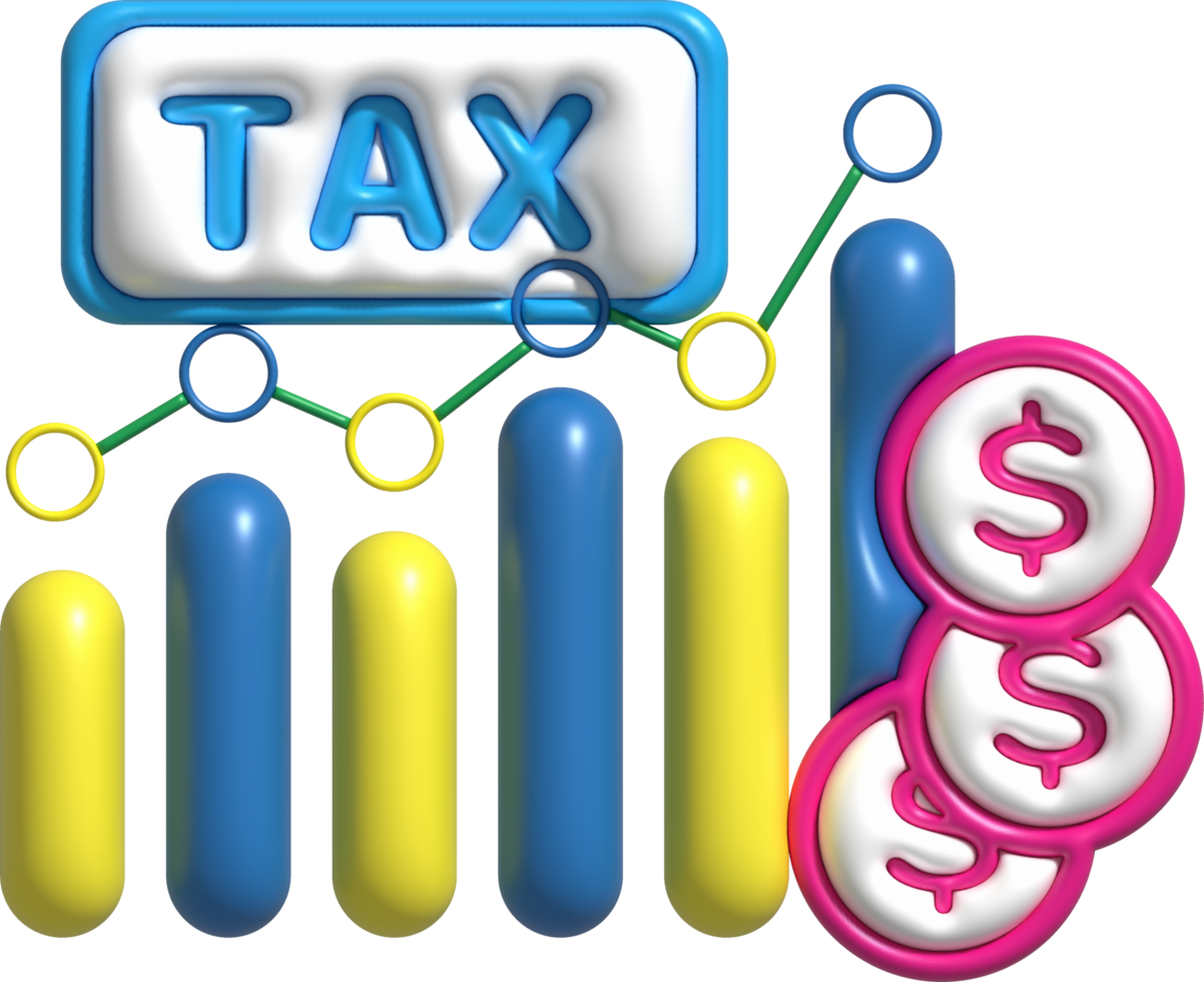 illustration 3D , tax and financial income graph, paying taxes png