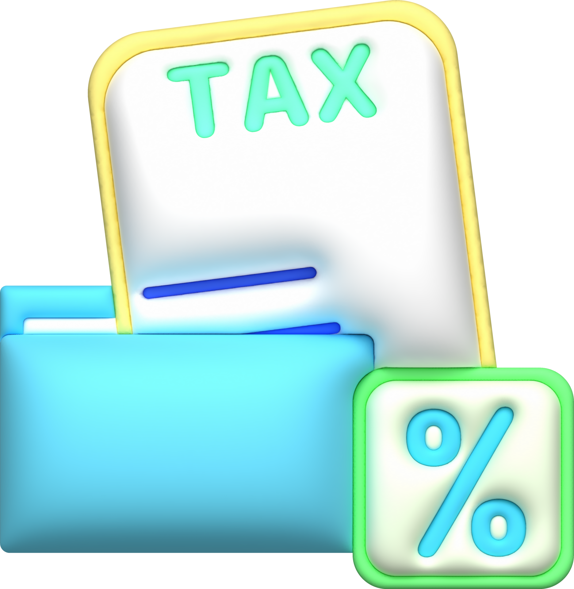 illustration 3D. Tax information. data collection in files