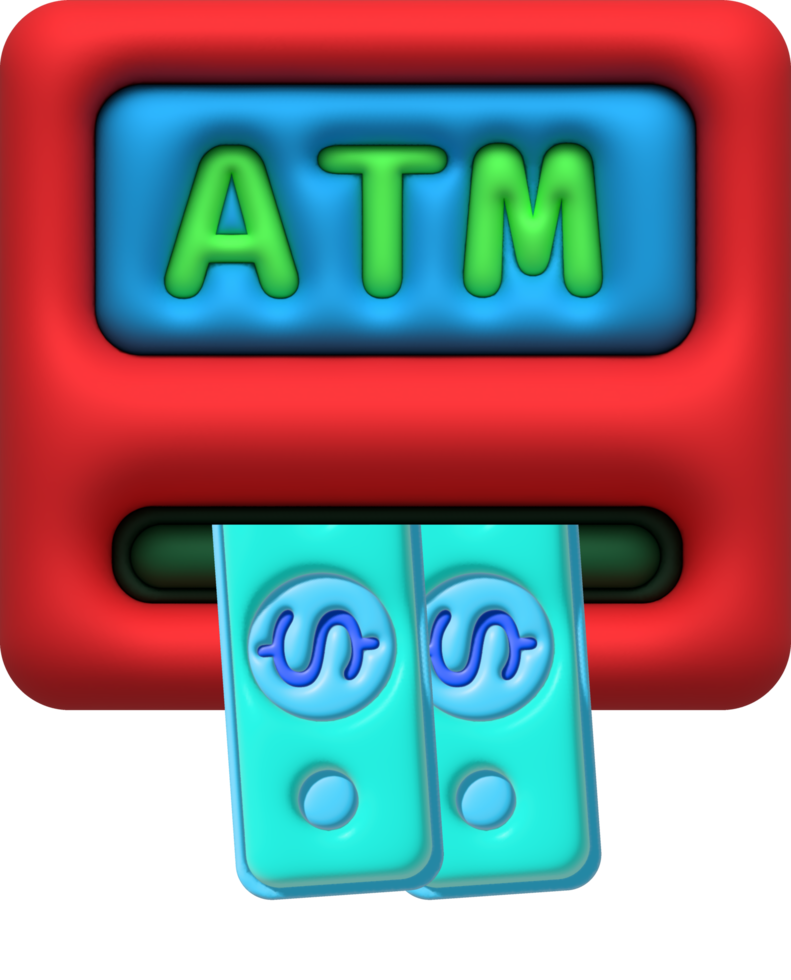 Illustration 3d Geldautomat Maschine mit Dollar Kommen aus png