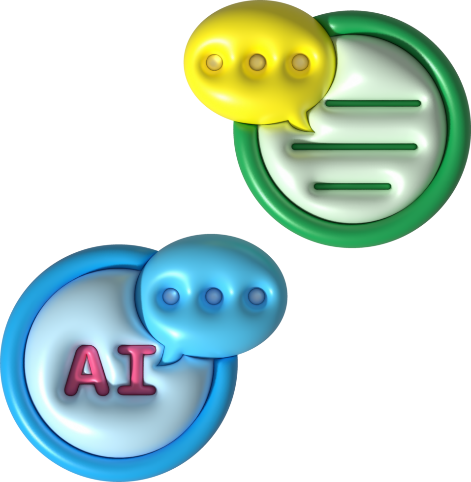 chat symbol icon talking to AI robot 3D illustration png