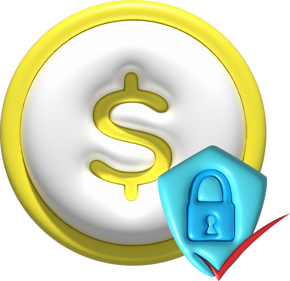 illustration 3D , icon, symbol about financial data protection png