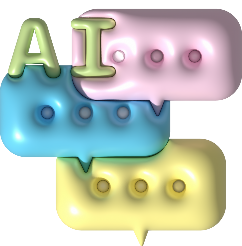 illustration 3D  chat symbol icon talking to AI robot png
