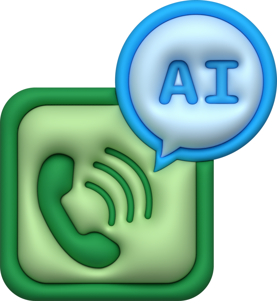 call symbol icon, talk to robot via telephone 3D illustration png