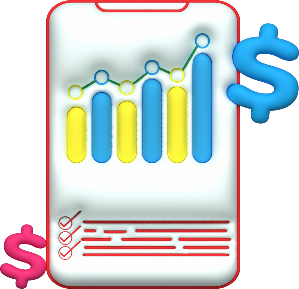 illustration 3D , planning, graphing, charting and setting business goals to be achieved. png