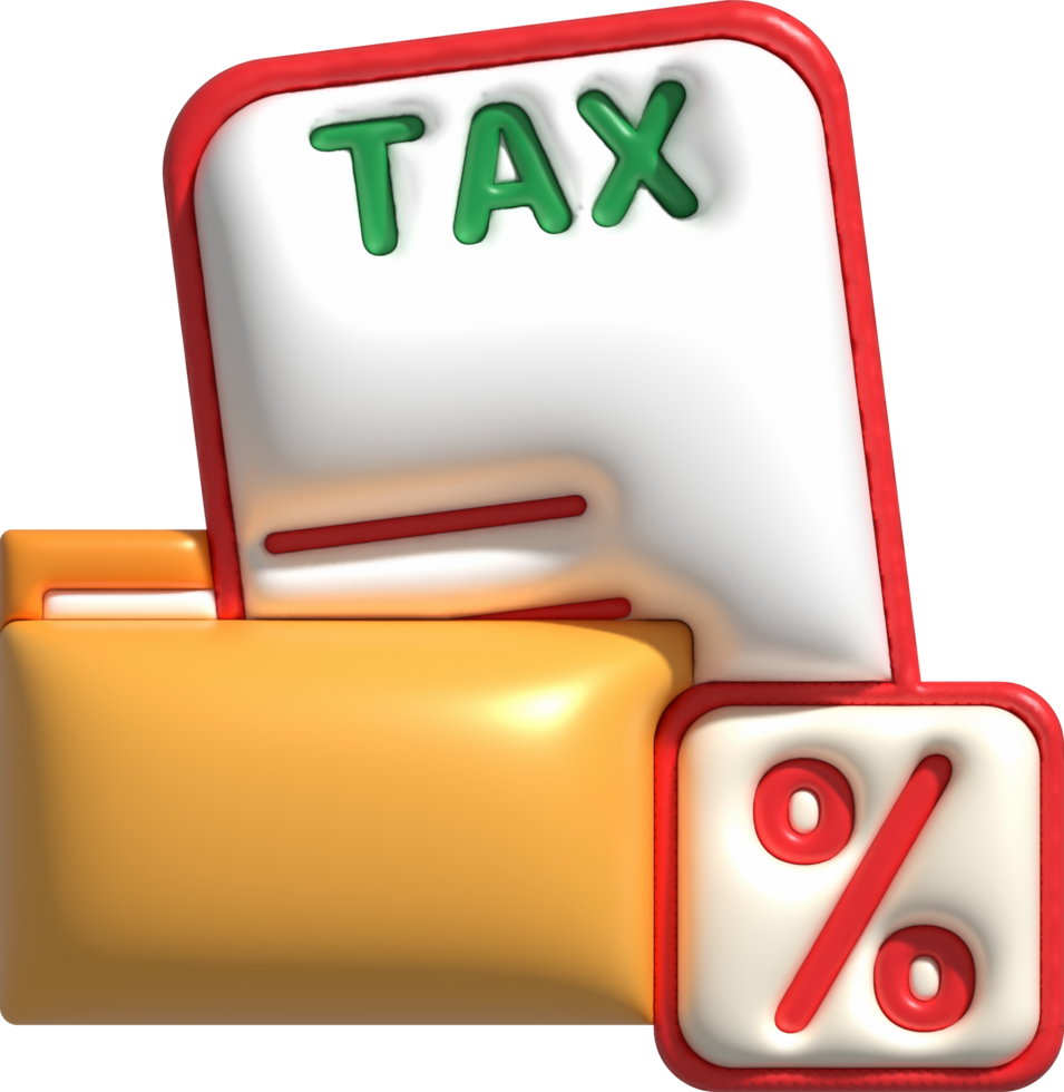 illustration 3D. Tax information. Income data collection in files. png