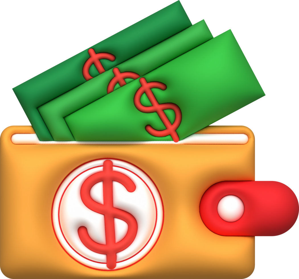 illustration 3D money bag income and expenses png