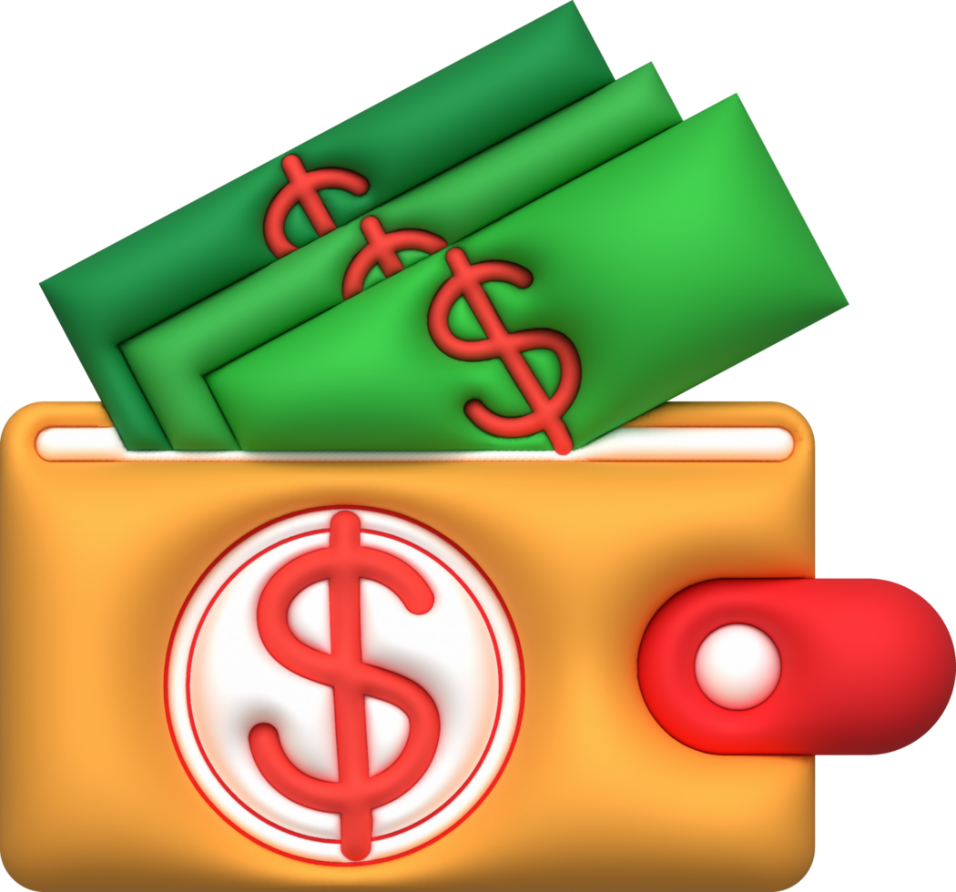 Illustration 3d Geld Tasche Einkommen und Kosten png