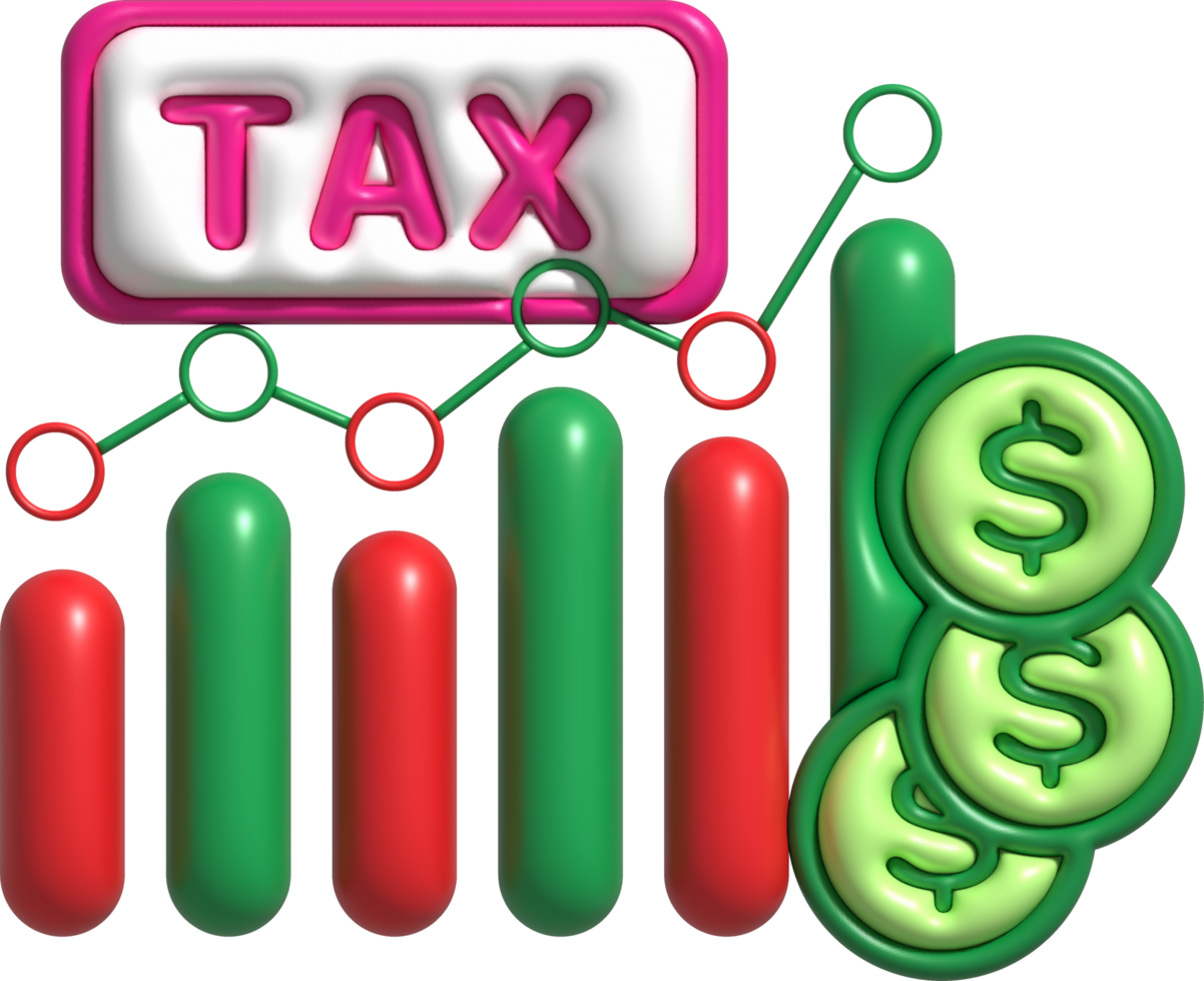 illustration 3D , tax and financial income graph, paying taxes png