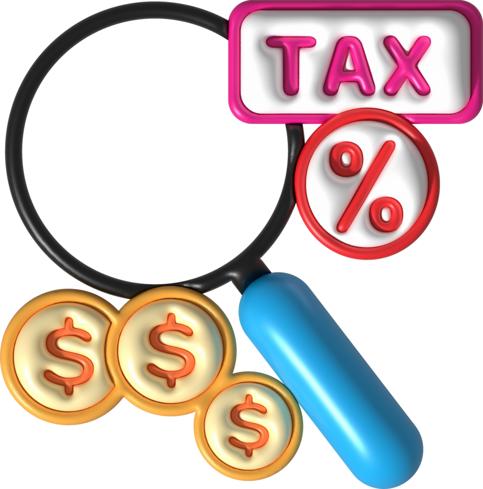 Illustration 3d. Suche zum MwSt und finanziell Information. png