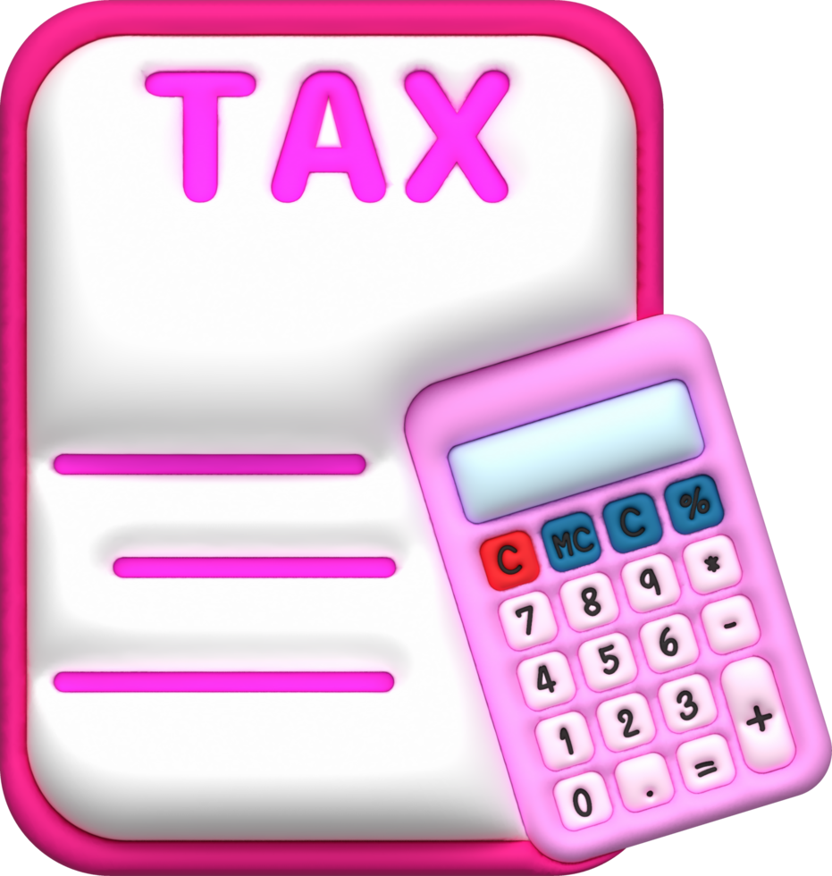 illustration 3D - calculator calculates tax data png