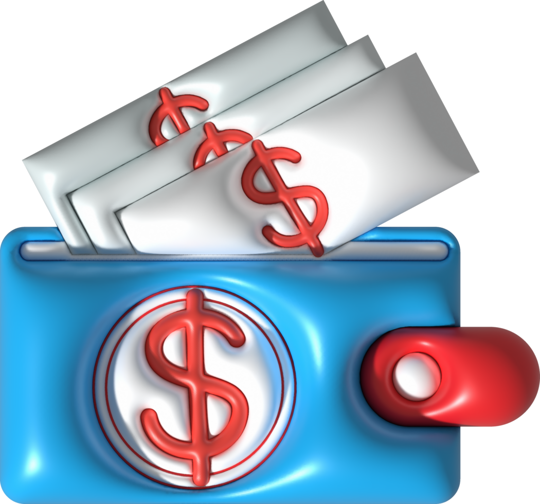 Illustration 3d Geld Tasche Einkommen und Kosten png