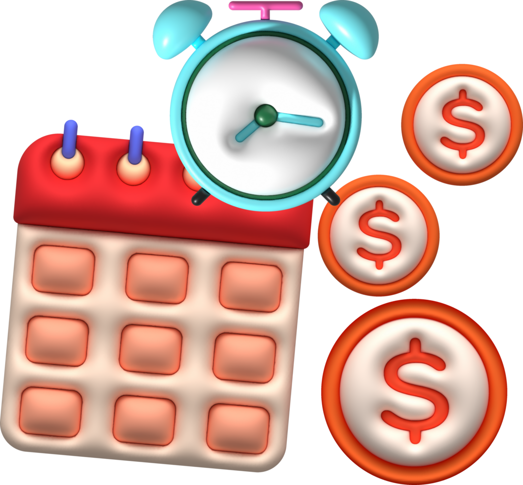 ilustración 3d, calendario, impuesto y Finanzas pago plazos png