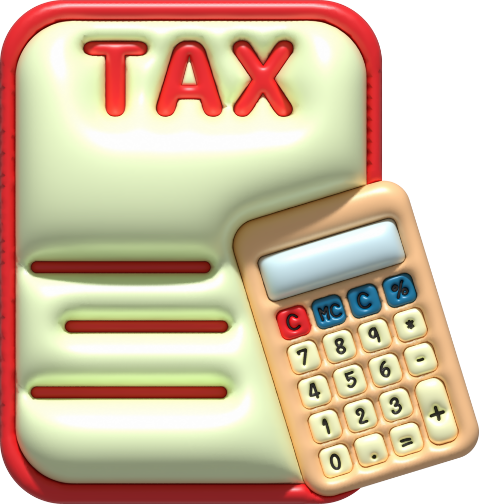 illustration 3D - calculator calculates tax data png