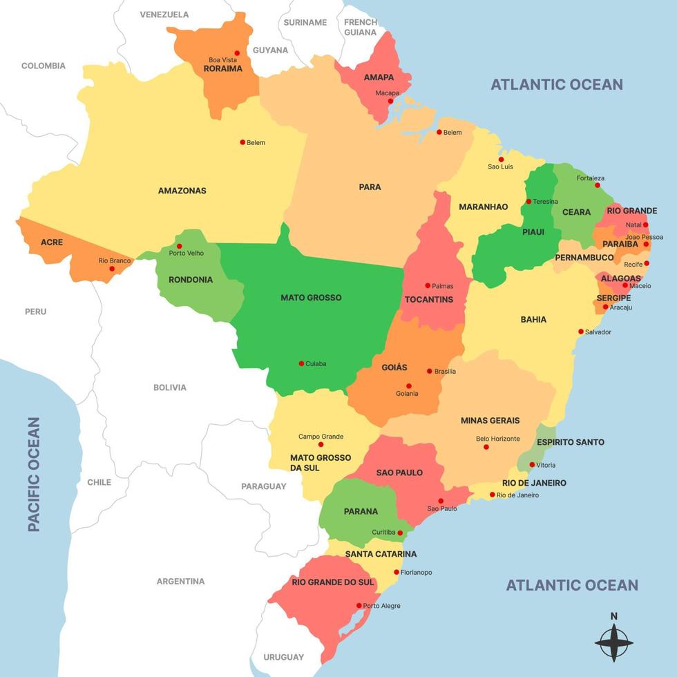 Detailed Brazil Map vector