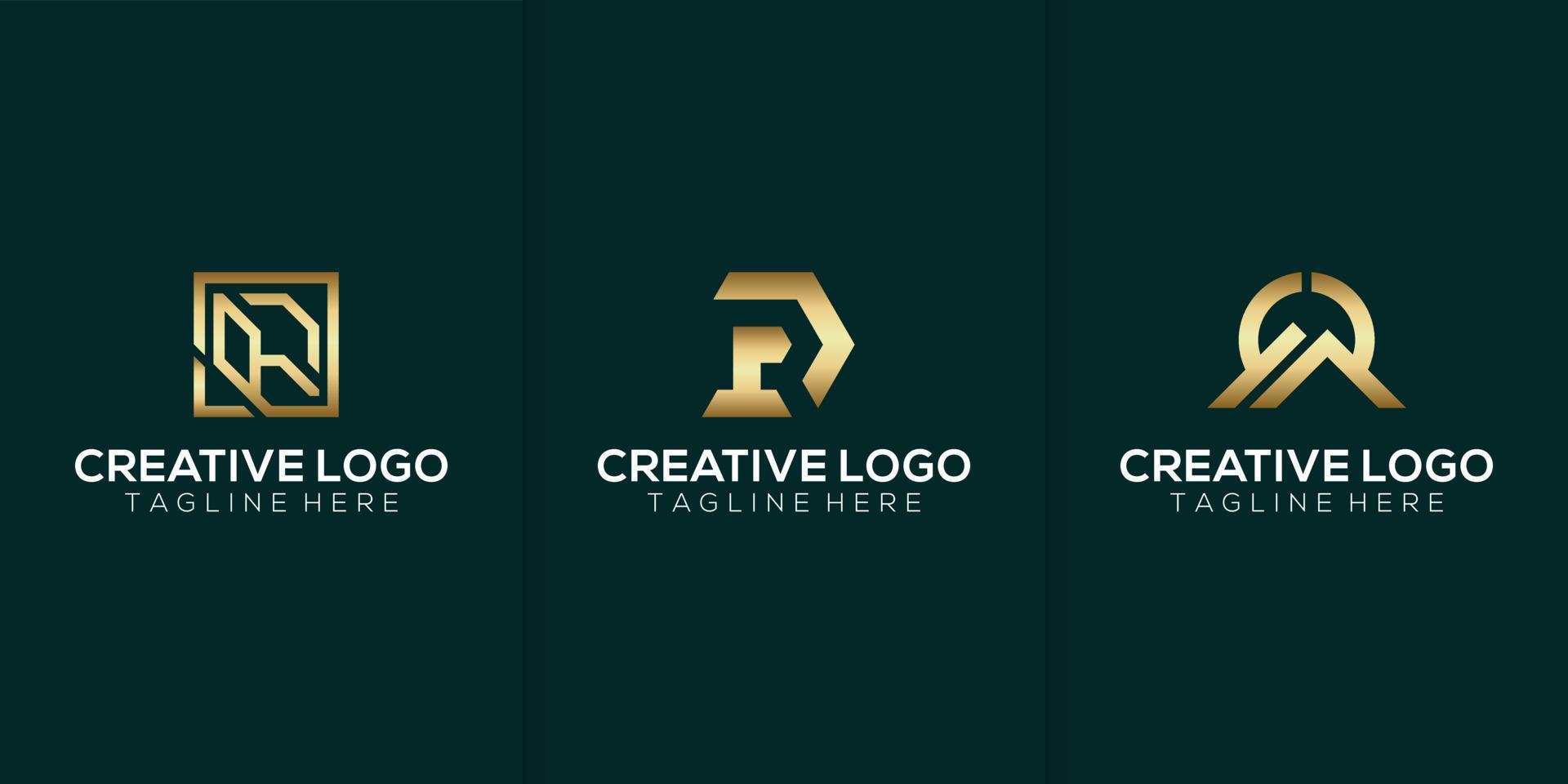 abstract symbol collection of letter D R. logo design template vector