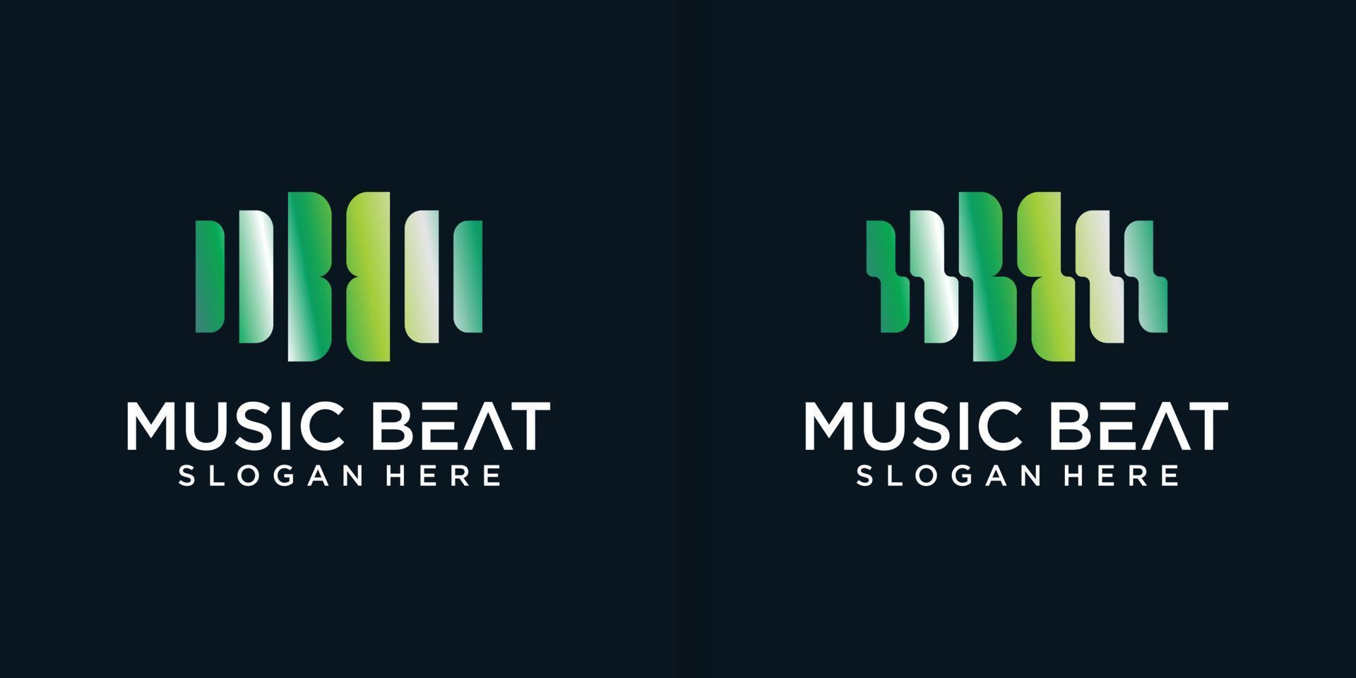 letter B with Pulse music player element. Logo template electronic music, equalizer, store, nightclub, disco. Audio wave logo concept vector