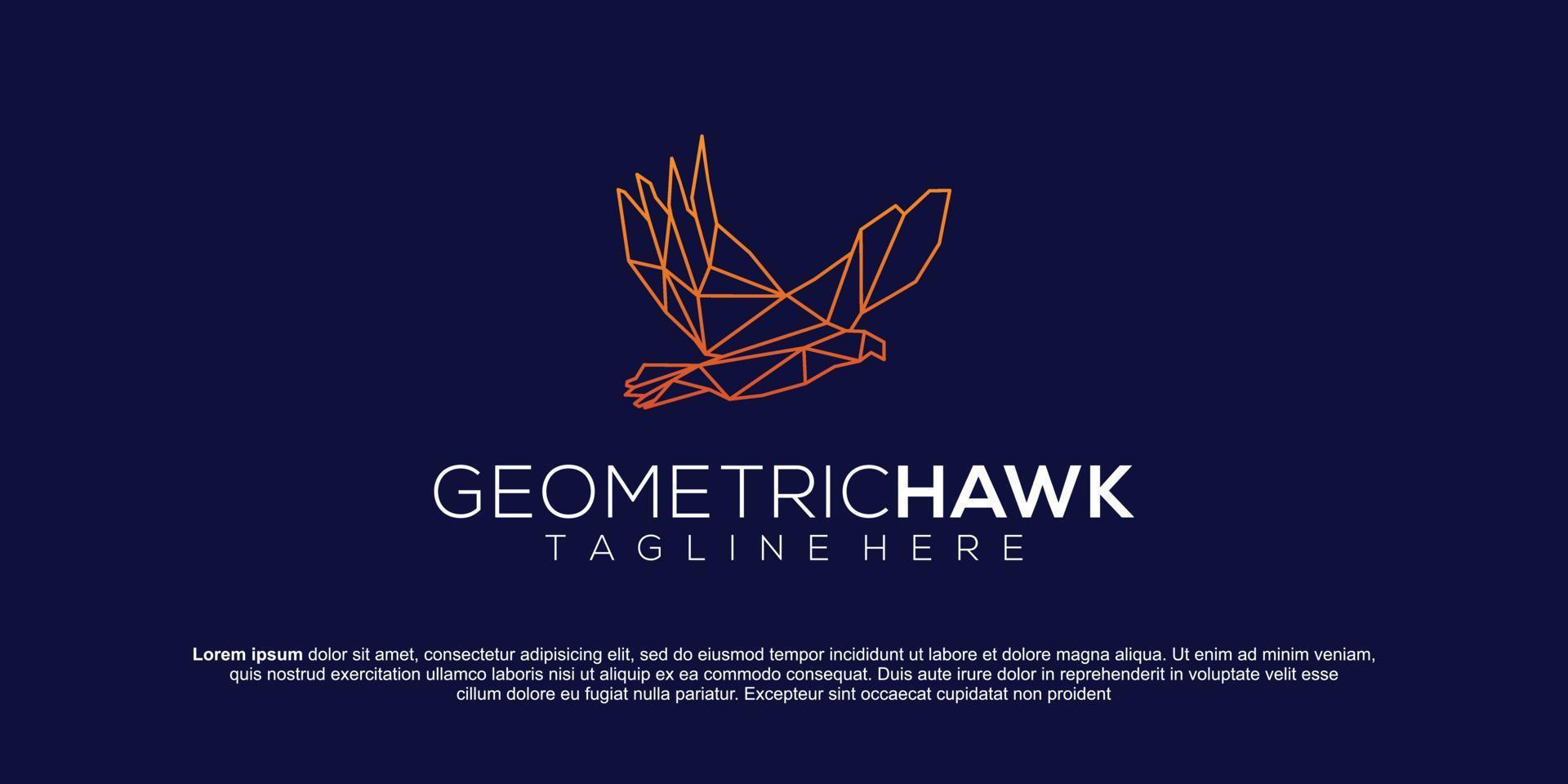 hawk logo design, vector raven icon with simple concept. suitable for logos, brands, mascots, etc. Vector Illustration. Unique abstract geometric logo design