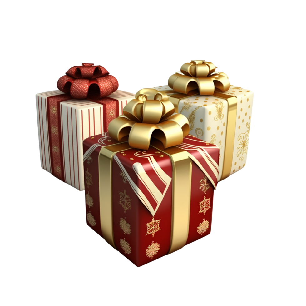 3d Red Christmas Decoration Gift Box 3d Vector png