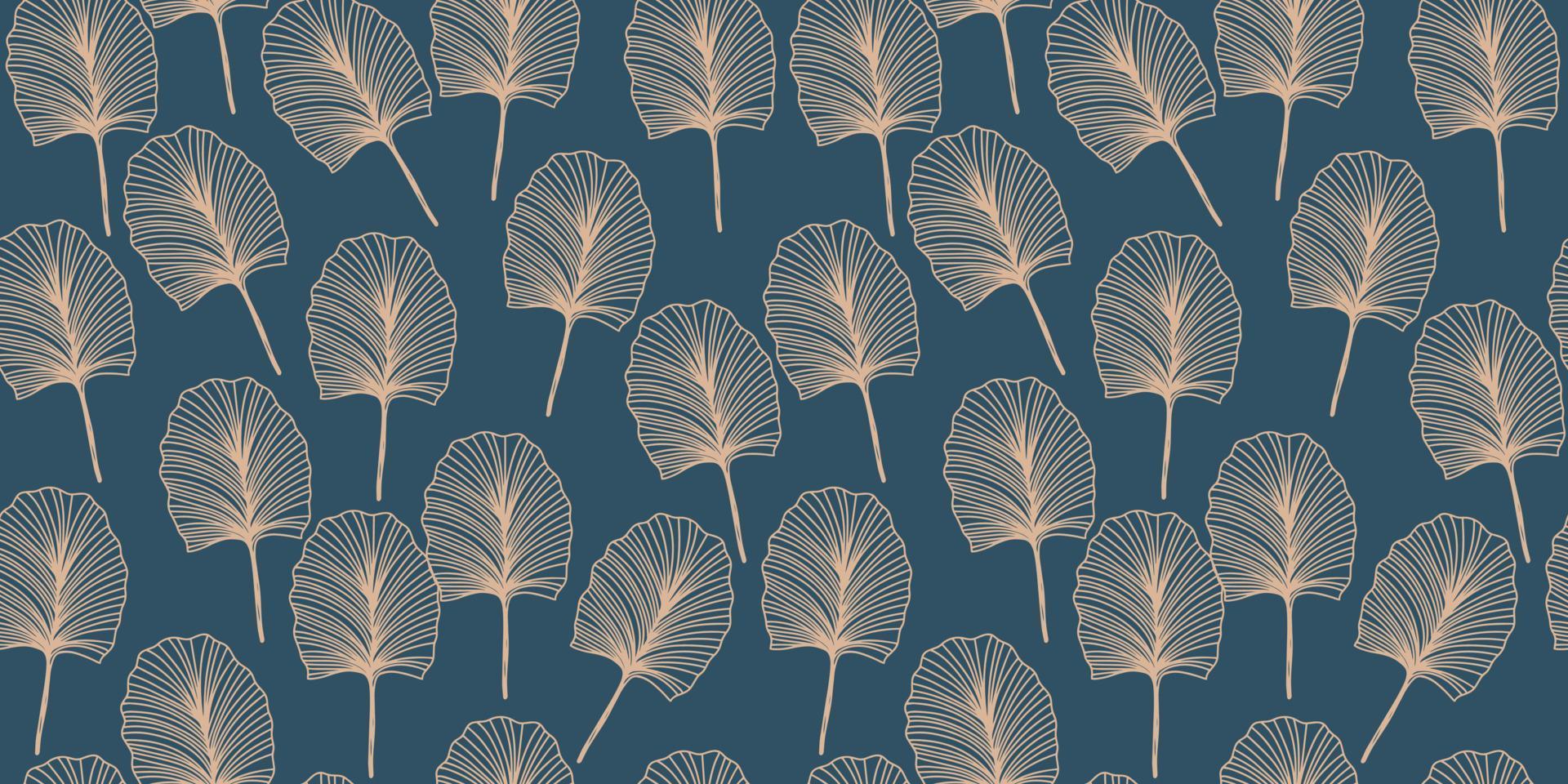 Japanese style pattern with linear burdock on dark blue background vector