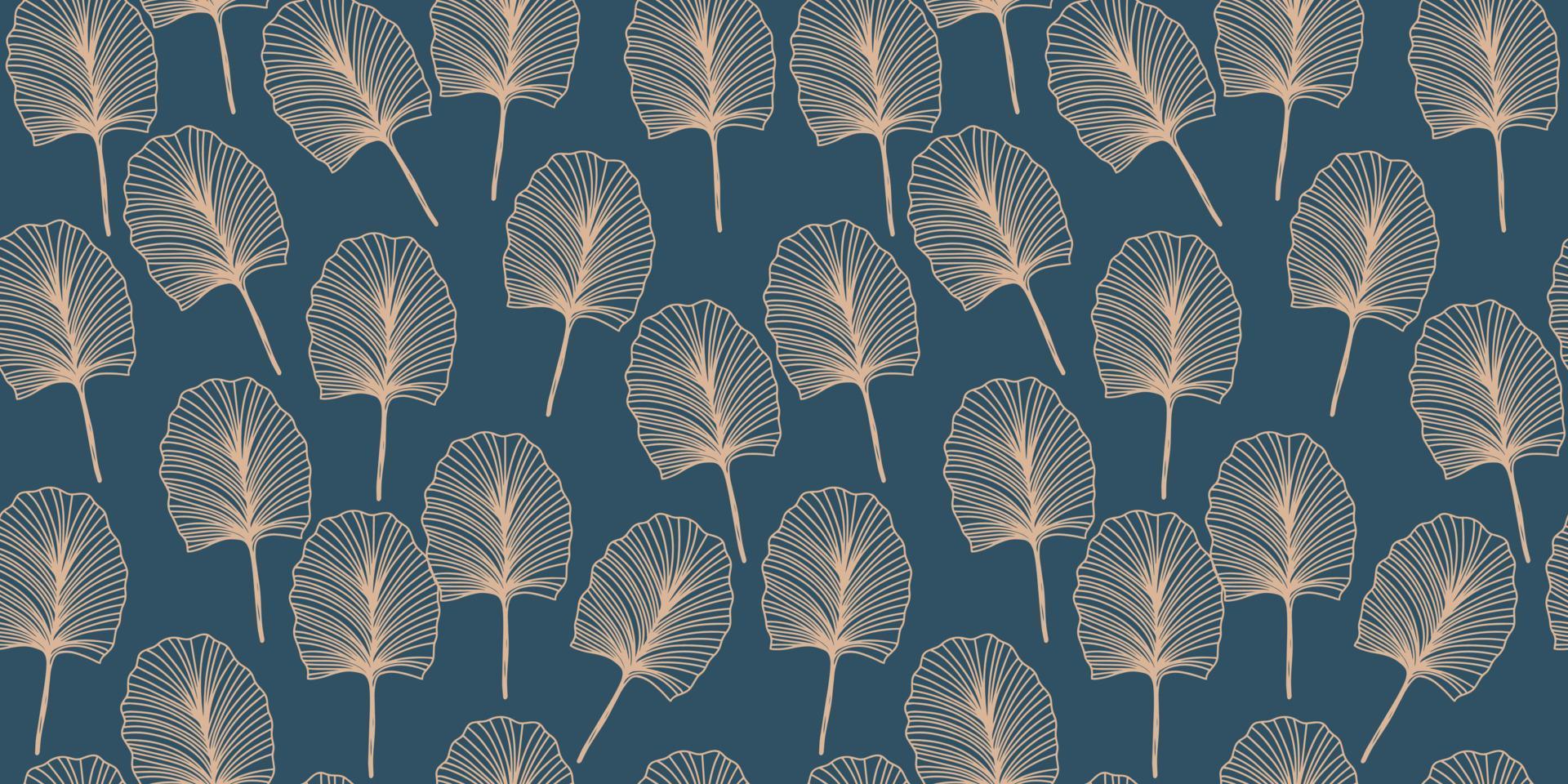 Japanese style pattern with linear burdock on dark blue background vector