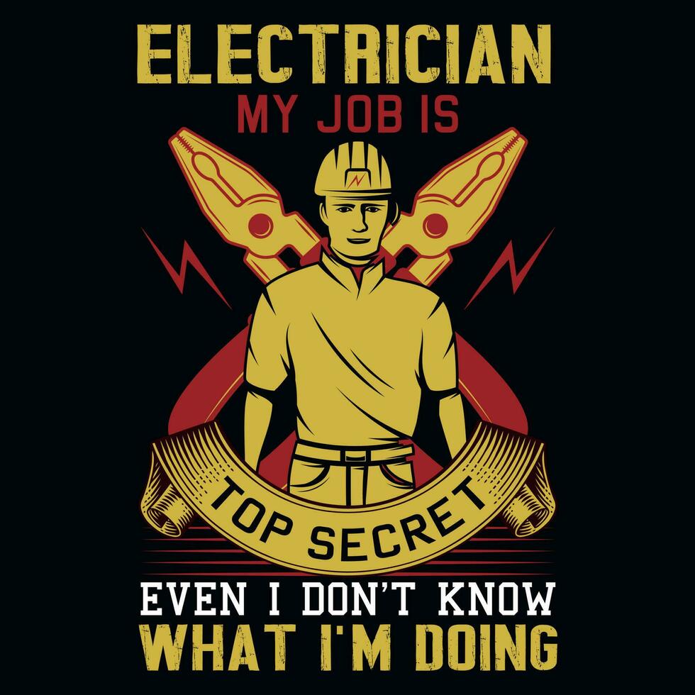 Electrician typography graphics tshirt design vector