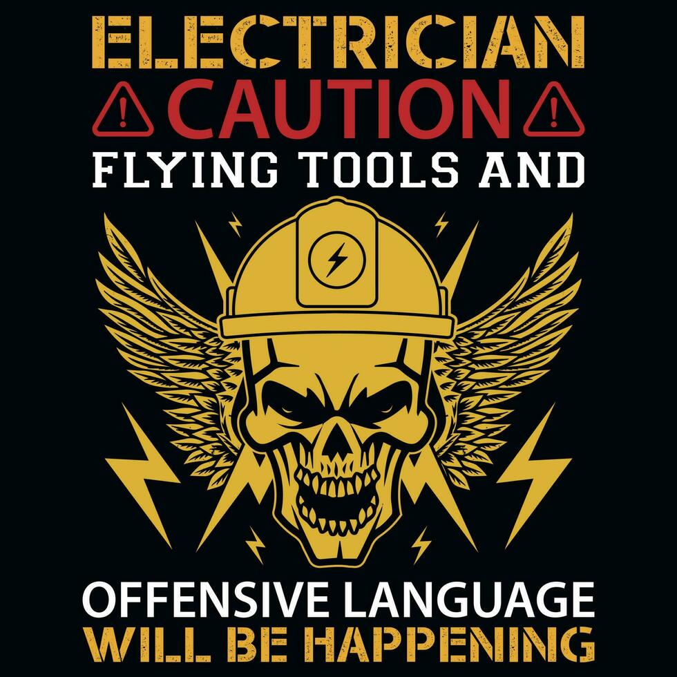 Electrician typography graphics tshirt design vector