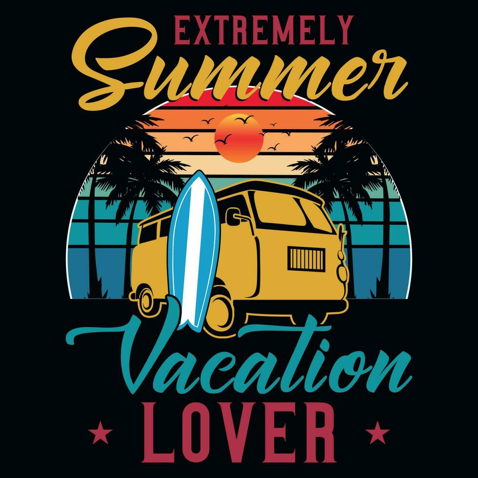 Summer surfing graphics tshirt design vector