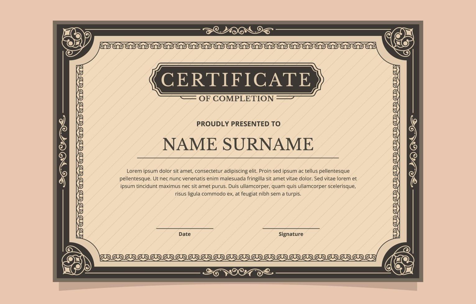 Classic Vintage Certificate Template vector