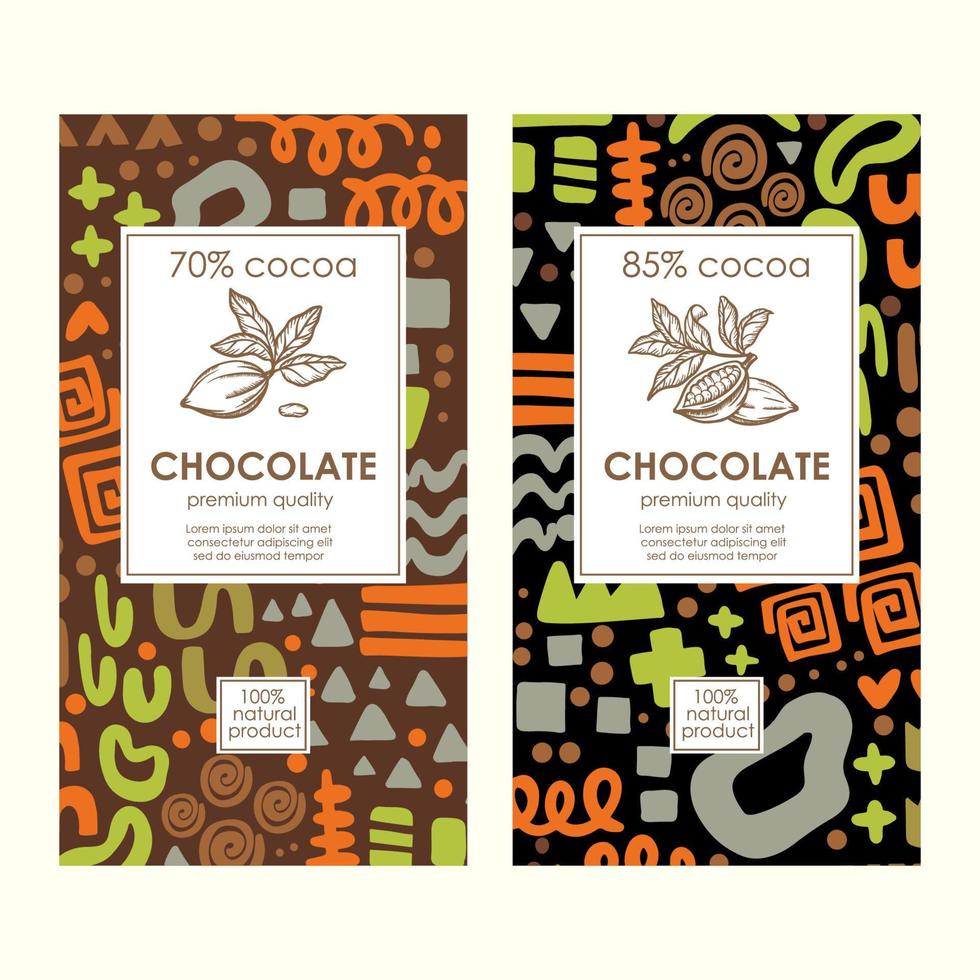 chocolate etiquetas en resumen paquete Clásico modelo en africana vector