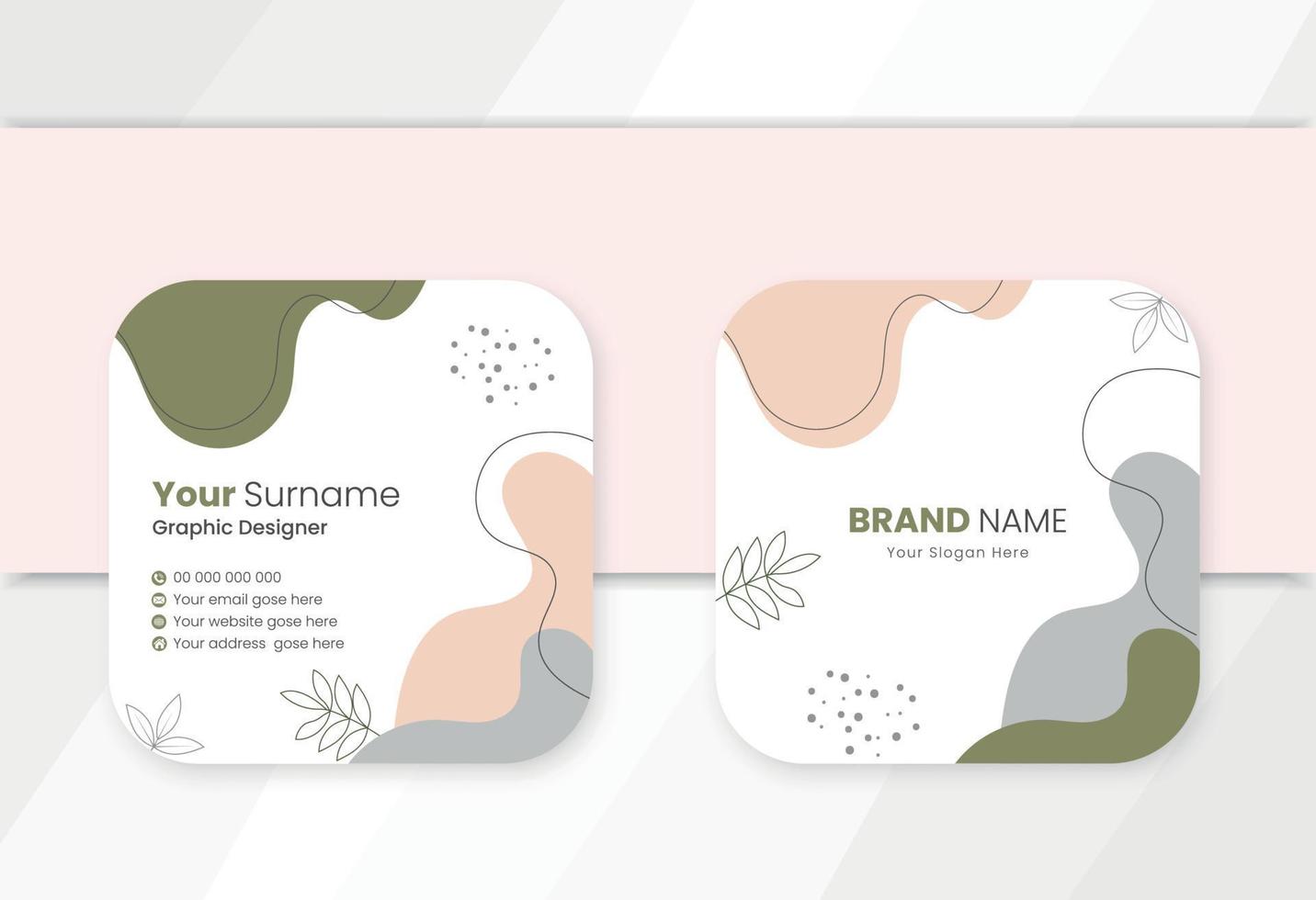 Corporate rounded square business card design vector template.
