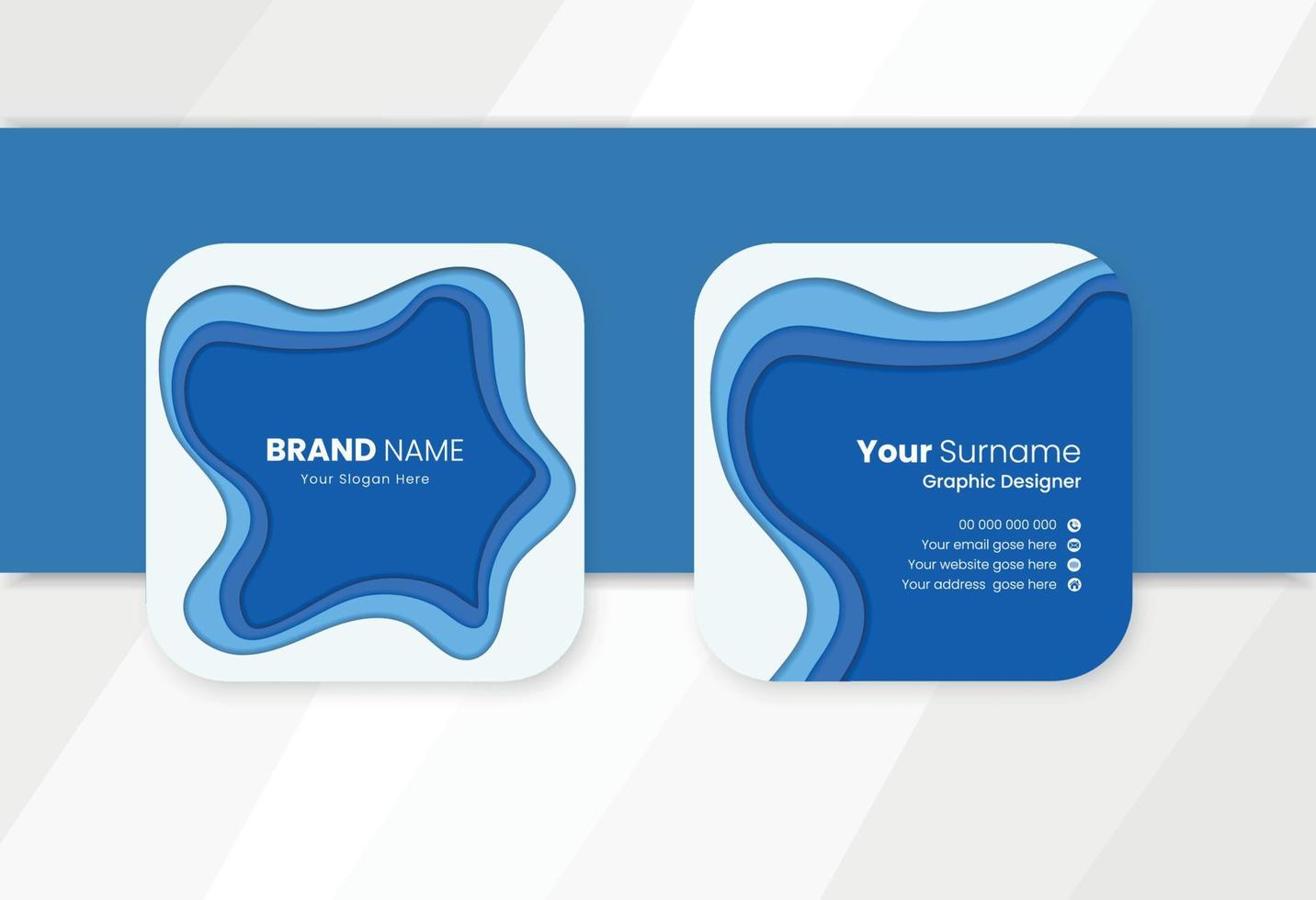 Corporate rounded square business card design vector template.