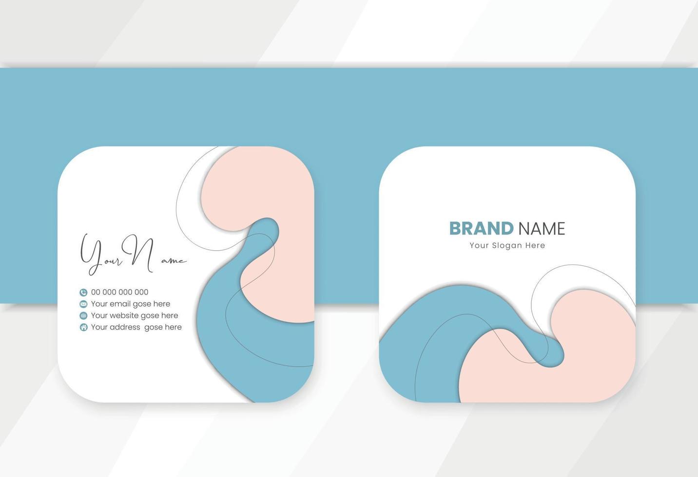 Corporate rounded square business card design vector template.