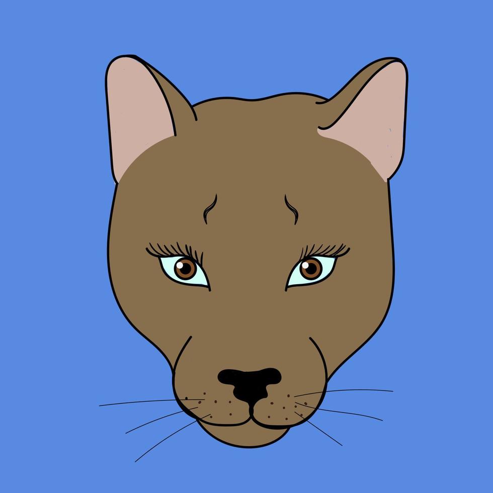 Mountain lion vector illustration icon , wild cat face , isolated , icon
