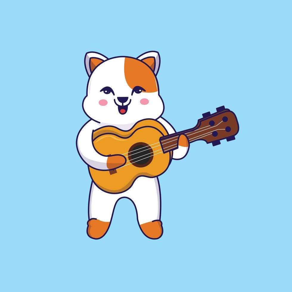 Cat play guitar vector