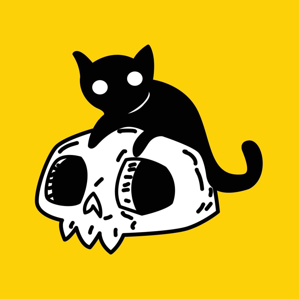 Cat and  skull vector