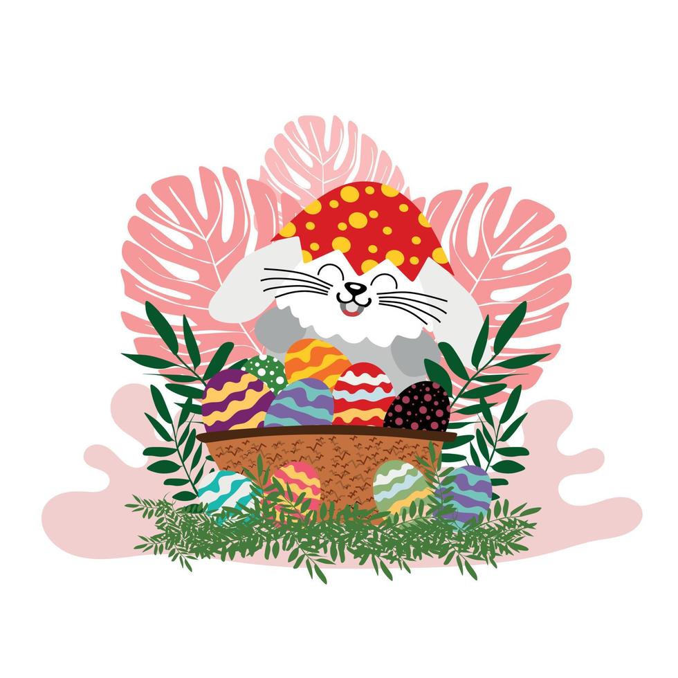 Set of Eggs and Rabbit for Celebrate Easter Day vector