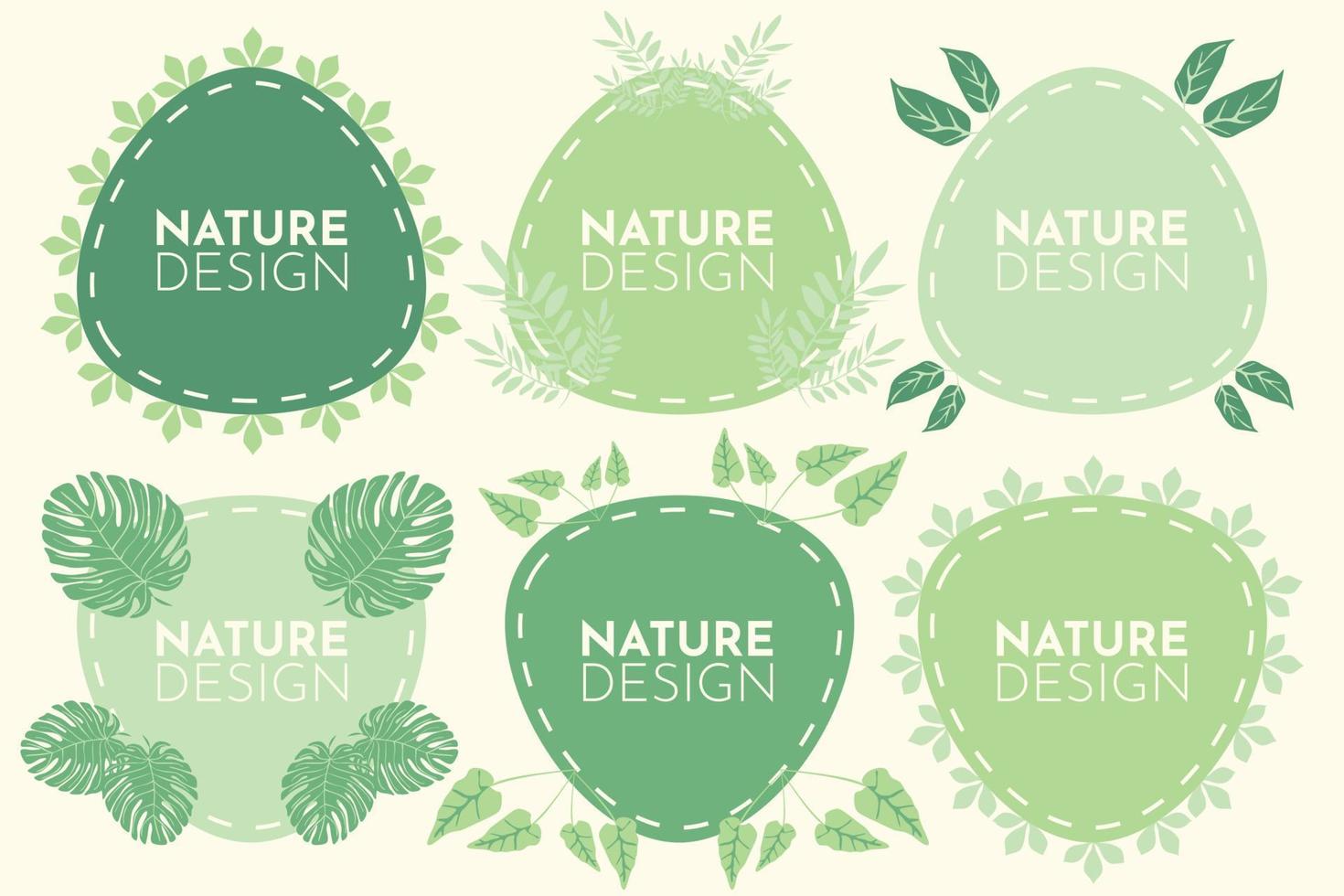 Set of Green Sticker for Natural Labels vector