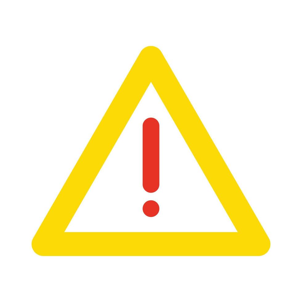 Warning sign with exclamation mark. Caution symbol. Vector illustration. A hazard warning symbol on a red background. Suitable for use in the design of warnings, road signs etc