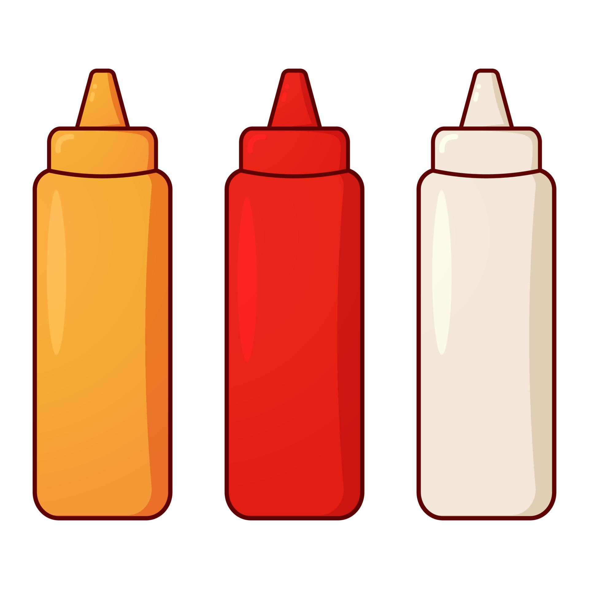 Tomato ketchup, mayonnaise, mustard sauce, or BBQ sauce. A sauce bottle
