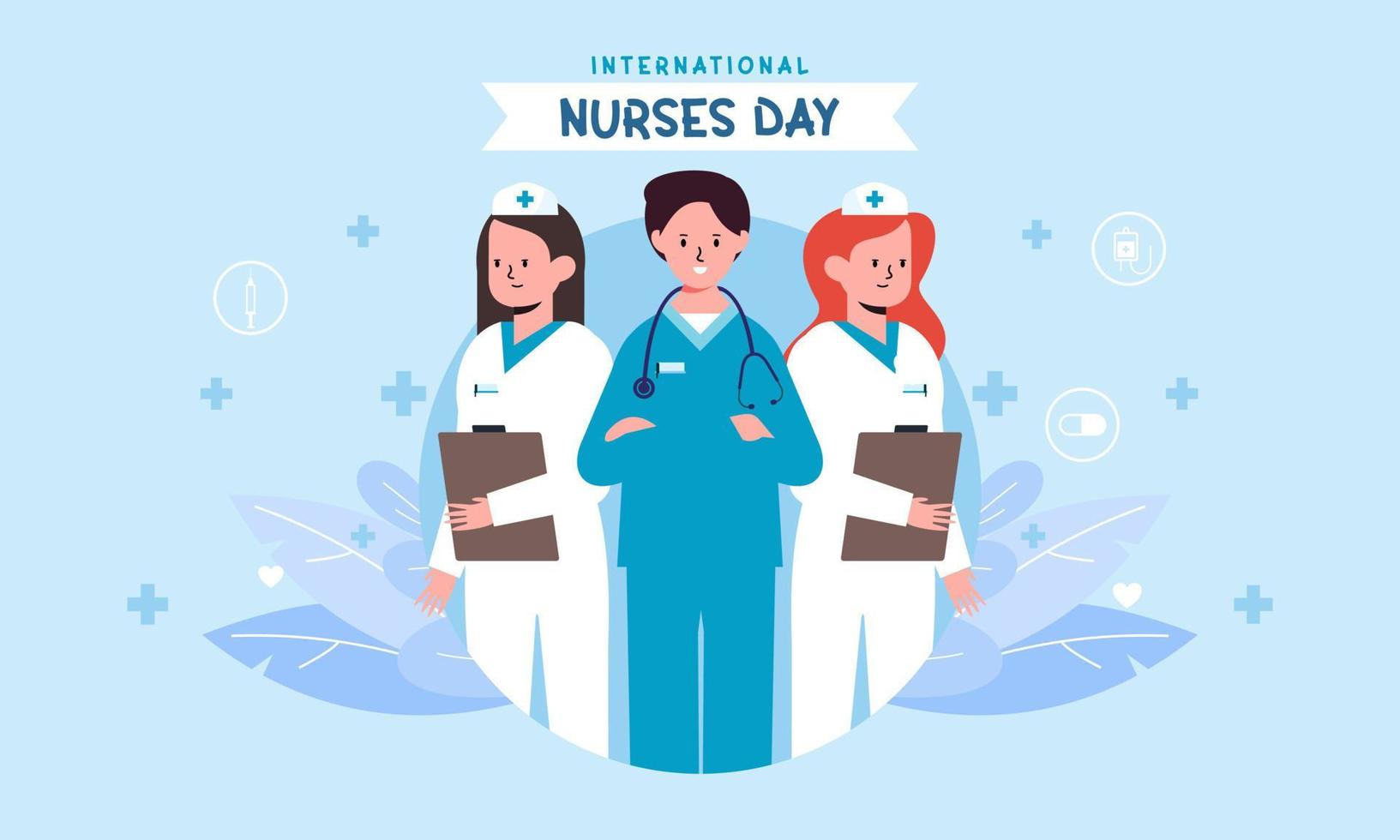 plano internacional enfermeras día ilustración vector
