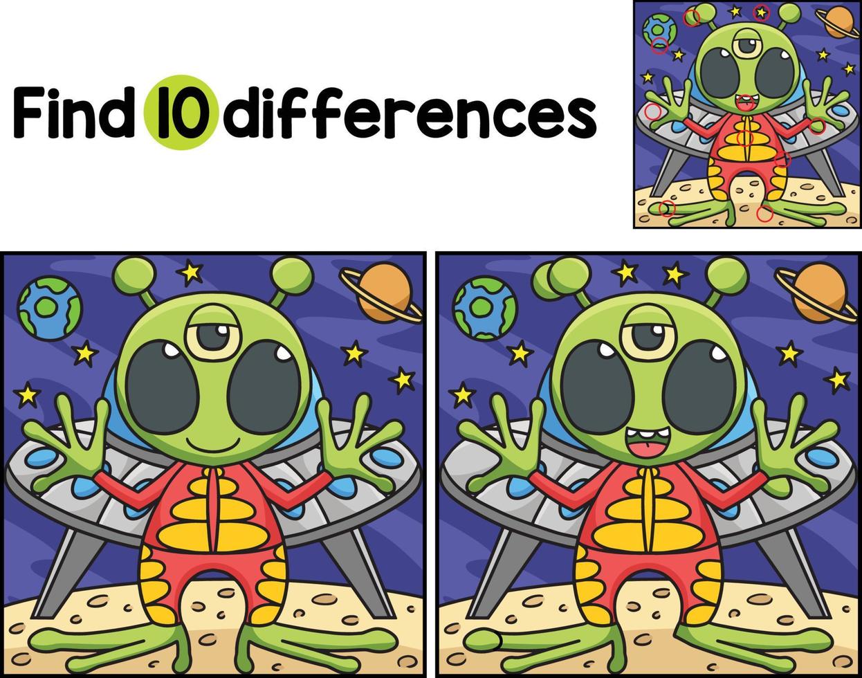 UFO Alien Space Find The Differences vector