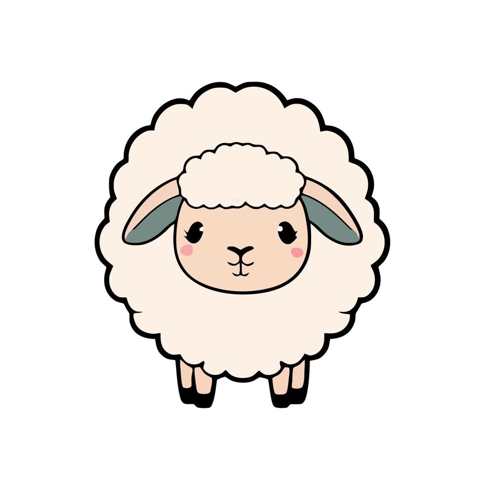 Cute Fluffy Sheep Illustration vector